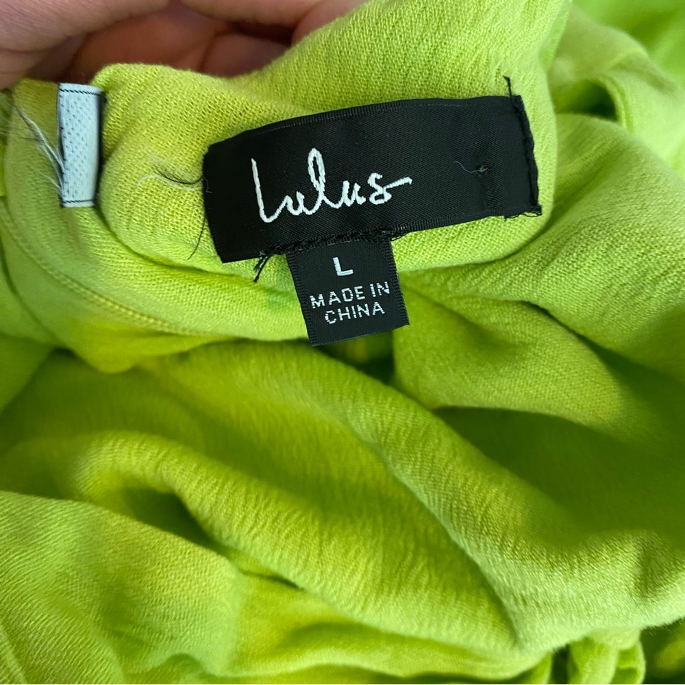 Lulus Island Time Lime Green‎ ruffled midi dress beach vacation spring summer - Picture 6 of 9